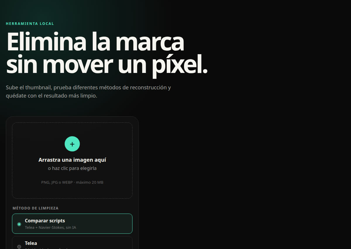 Herramienta para eliminar marcas de agua de thumbnails